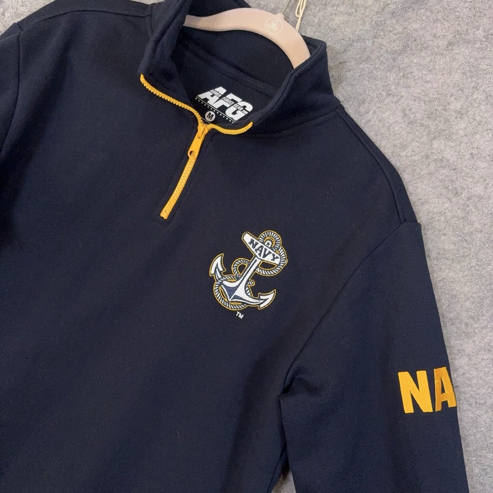 Armed Forces Gear 1/4 Zip Pullover Mens Sz M Blue US Navy Armed Forces USA Flag